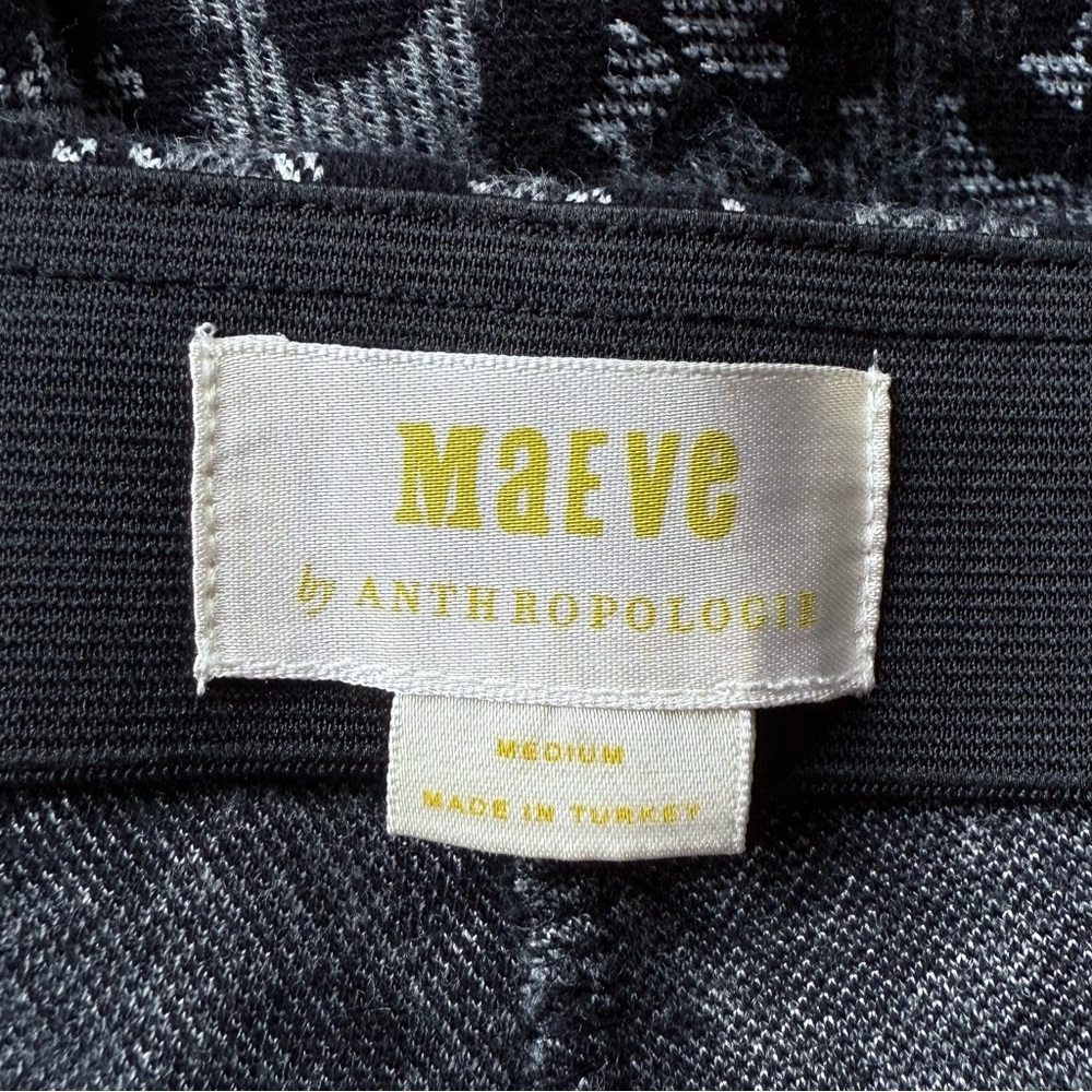 Mauve Boho Hippie Black Animal Print Knit Pants Gray Black Medium Pintuck Detail - Picture 7 of 8